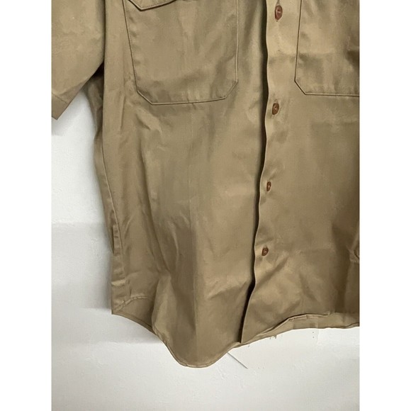 Post Vietnam Era U.S. ARMY Military Tan 445 Short Sleeve Shirt w/ Ranger Patch - Picture 6 of 8